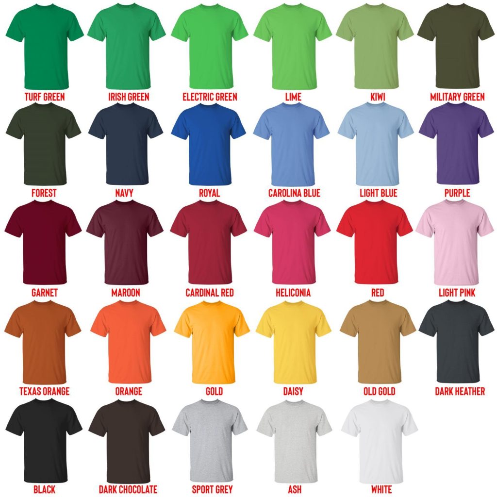 t shirt color chart - Gundam Merch